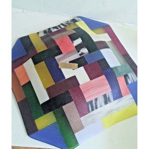 Rare Large Fused & Woven Mosaic Glass Plater 12.5" x 12.5" E&R Glass Labelled - Picture 8 of 16